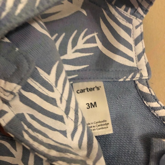 Baby girl Carter’s Flutter Tee & Palm-Leaf Shortalls Set & pink and white Romper - Picture 6 of 9